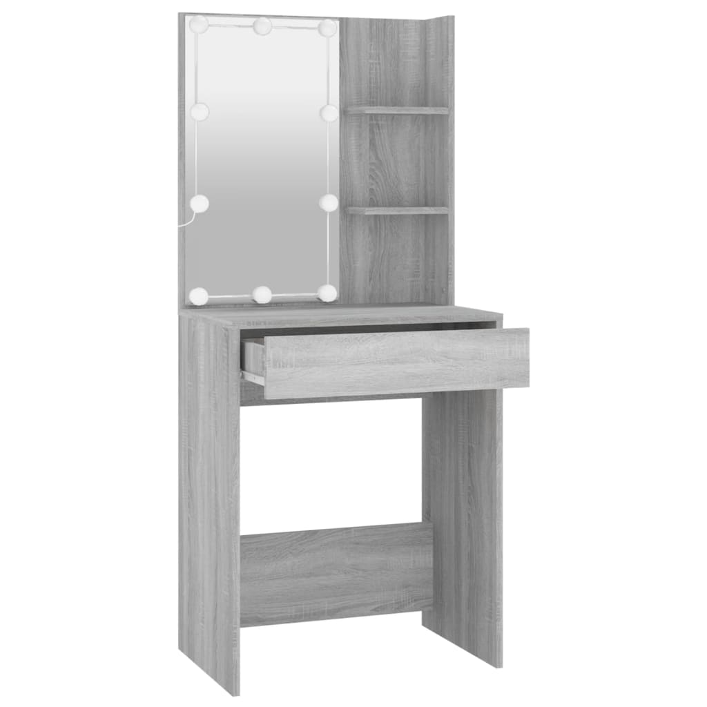 Toucador com LEDs 60x40x140 cm sonoma cinza
