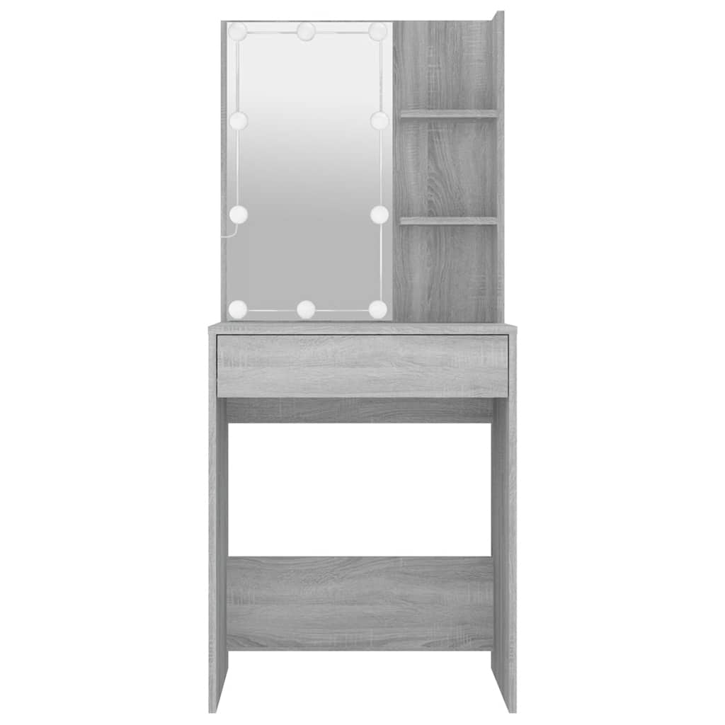Toucador com LEDs 60x40x140 cm sonoma cinza