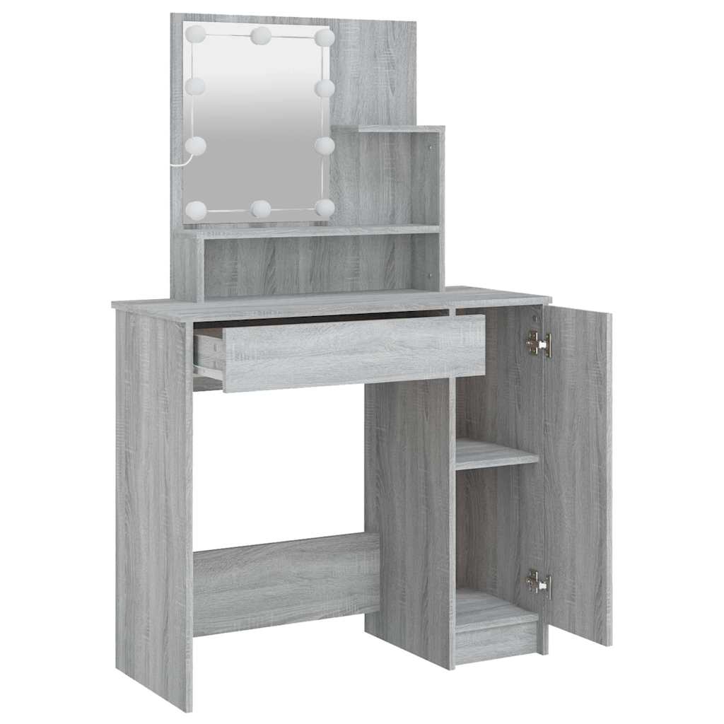 Toucador com LEDs 86,5x35x136 cm sonoma cinza