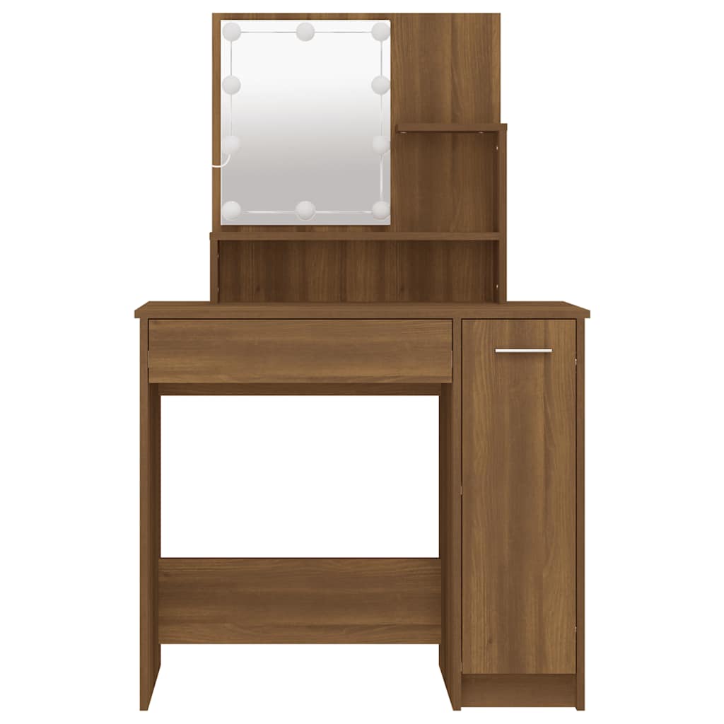 Toucador com LEDs 86,5x35x136 cm cor carvalho castanho