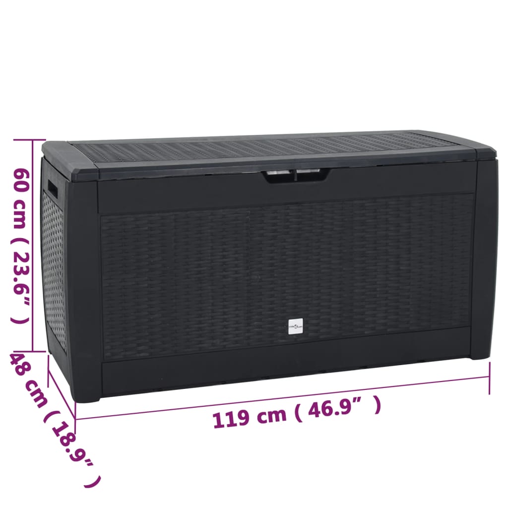 Caixa de arrumação jardim 119x48x60 cm polipropileno antracite