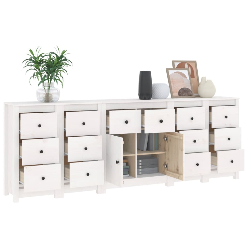 Aparador 230x35x80 cm madeira de pinho maciça branco