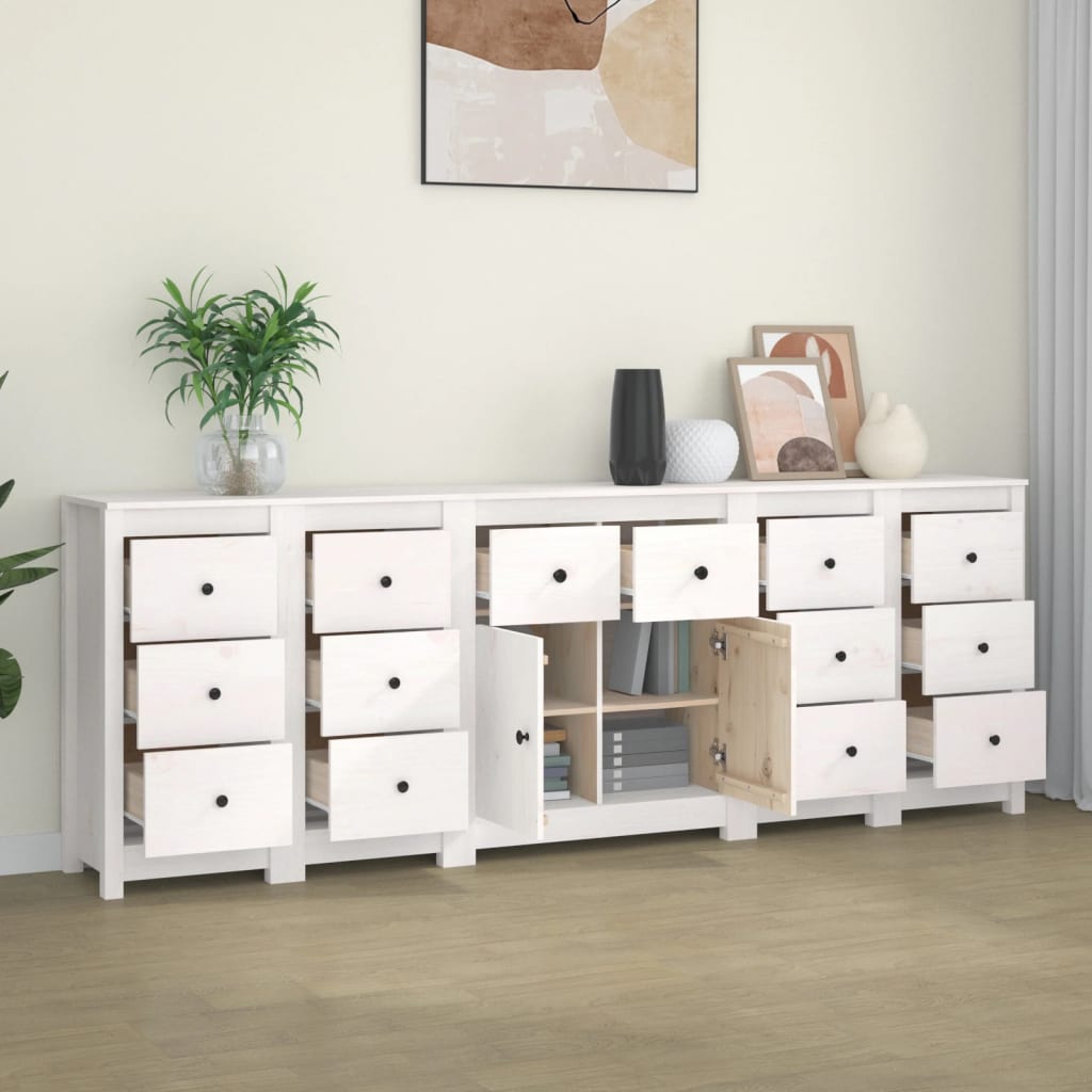 Aparador 230x35x80 cm madeira de pinho maciça branco