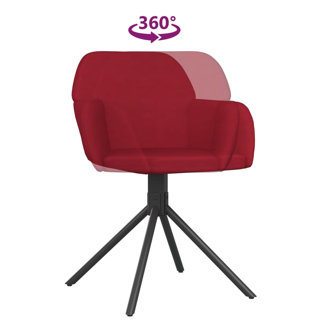 Cadeiras de jantar giratórias 2 pcs veludo vermelho tinto