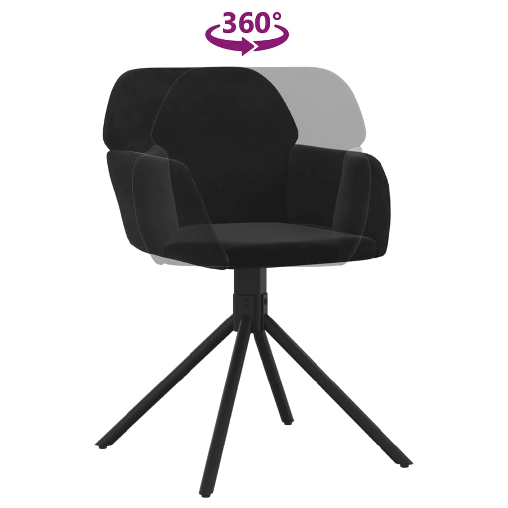 Cadeiras de jantar giratórias 2 pcs veludo preto