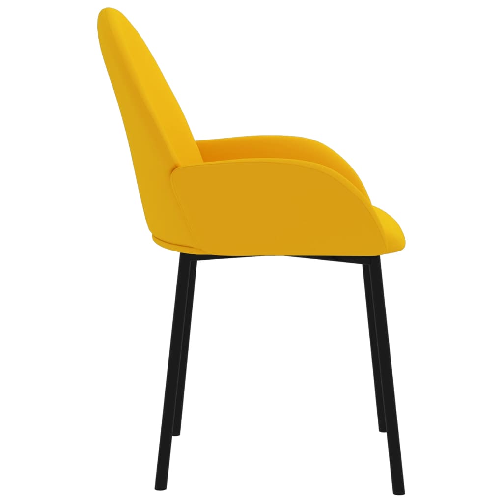 Cadeiras de jantar 2 pcs veludo amarelo