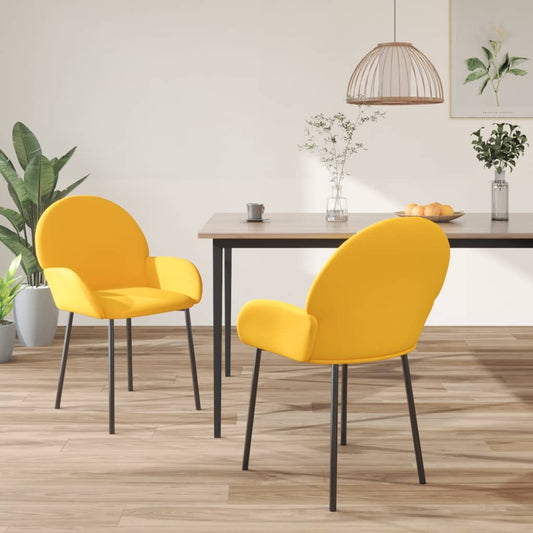 Cadeiras de jantar 2 pcs veludo amarelo