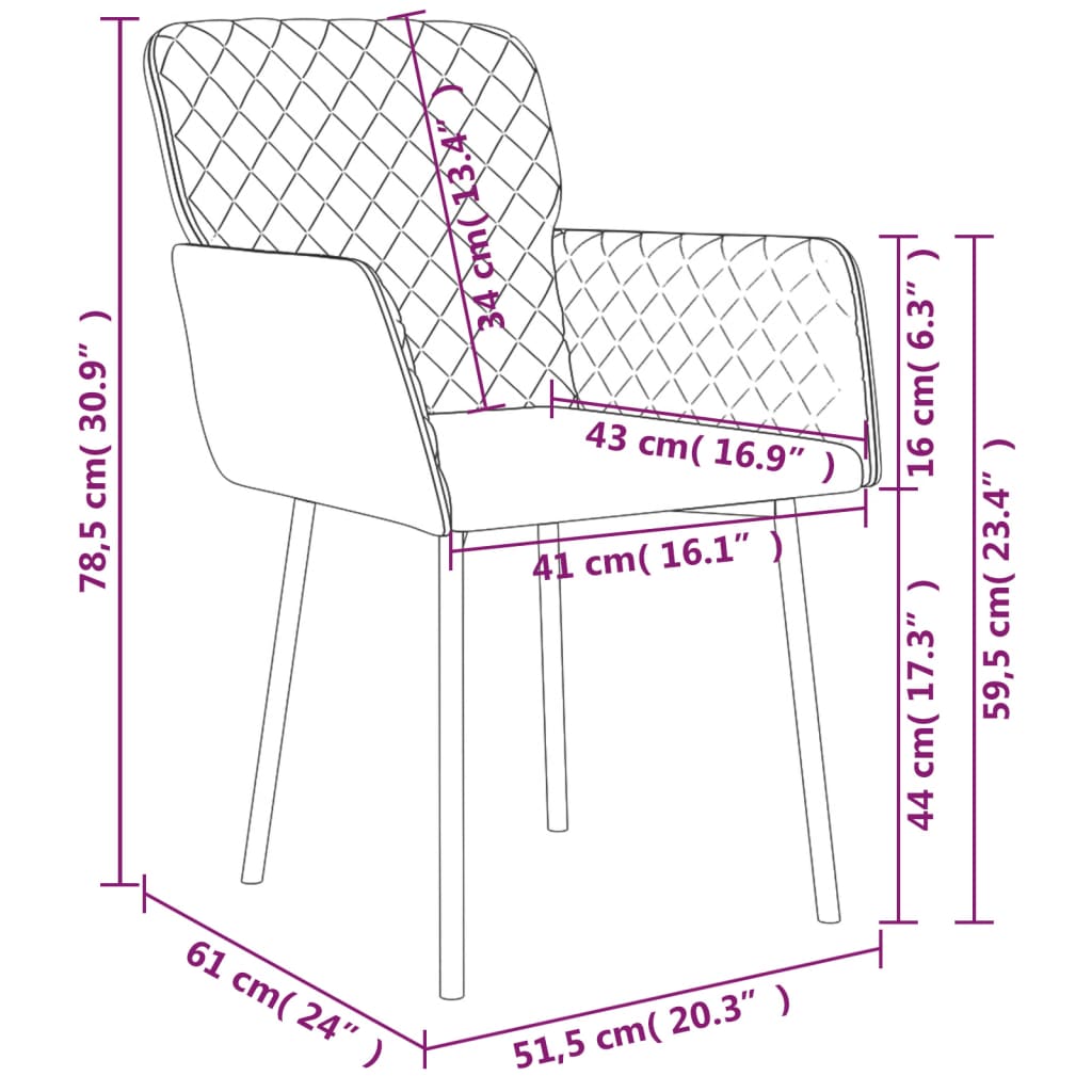 Cadeiras de jantar 2 pcs veludo azul