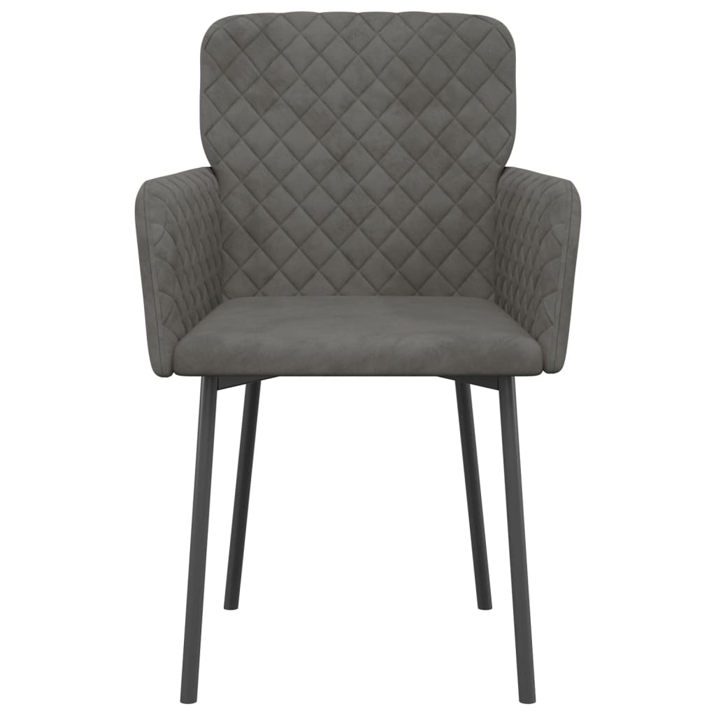 Cadeiras de jantar 2 pcs veludo cinzento-escuro