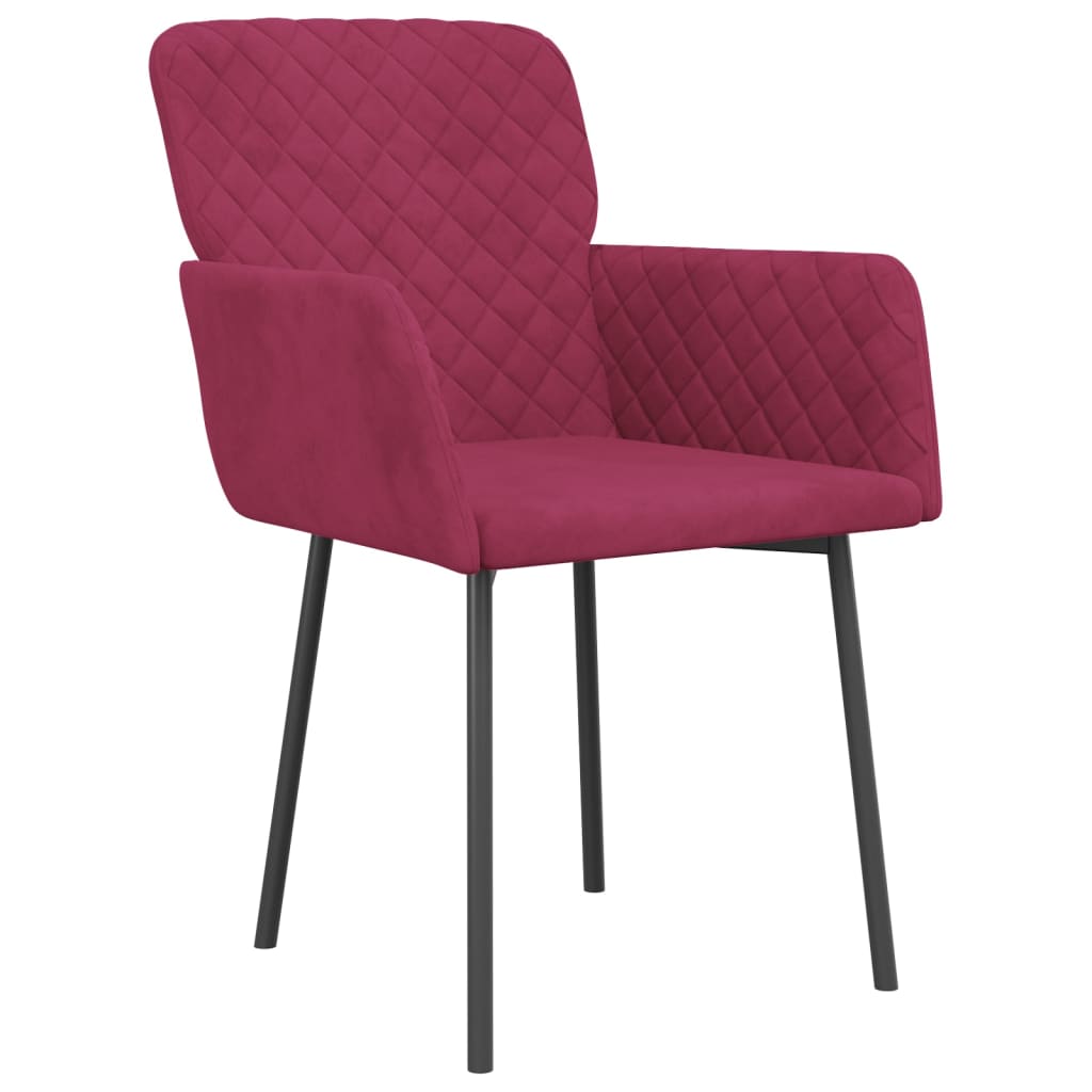 Cadeiras de jantar 2 pcs veludo vermelho tinto