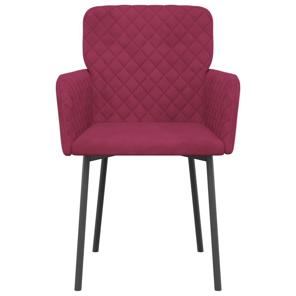 Cadeiras de jantar 2 pcs veludo vermelho tinto
