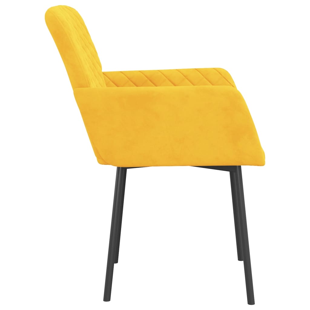 Cadeiras de jantar 2 pcs veludo amarelo