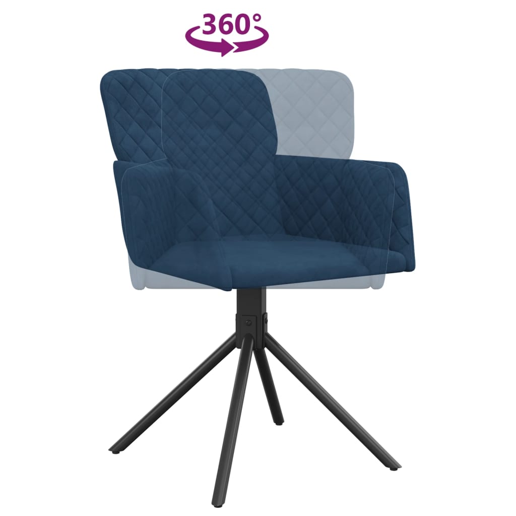 Cadeiras de jantar giratórias 2 pcs veludo azul