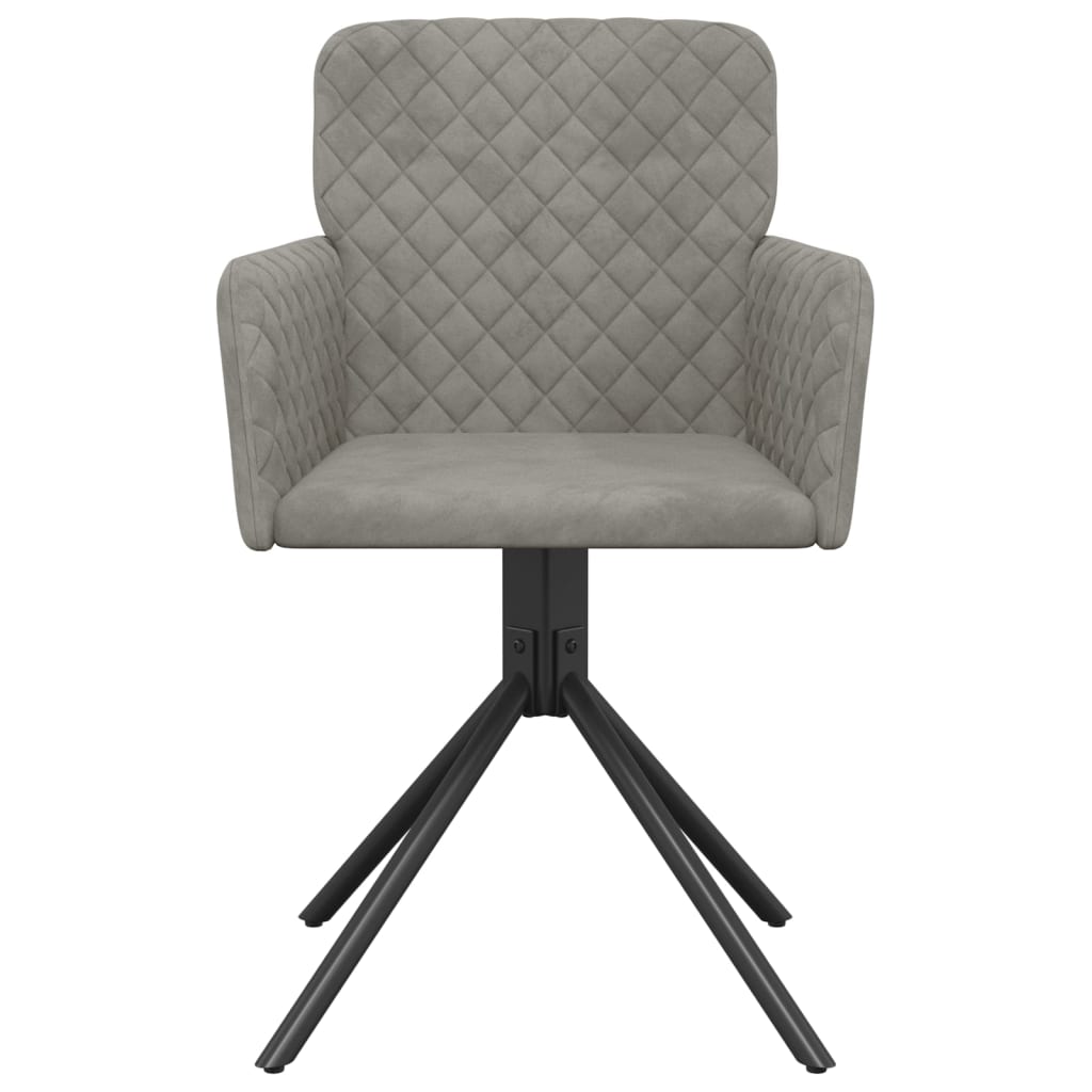 Cadeiras de jantar giratórias 2 pcs veludo cinzento-claro