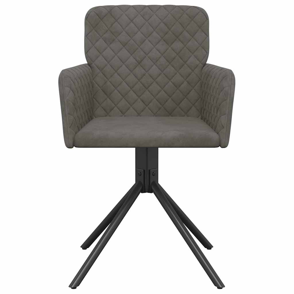Cadeiras de jantar giratórias 2 pcs veludo cinzento-escuro