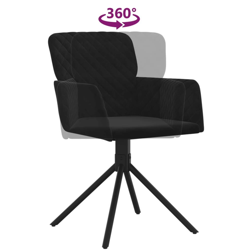 Cadeiras de jantar giratórias 2 pcs veludo preto