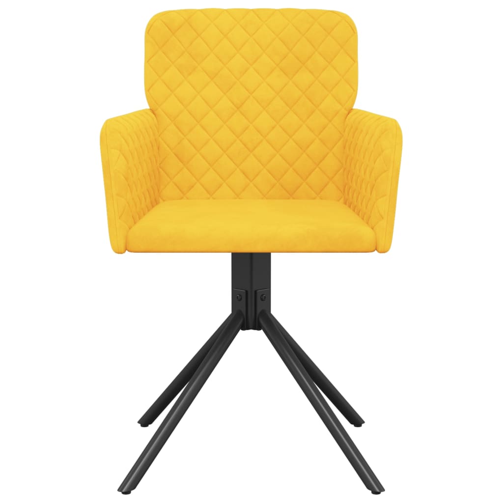 Cadeiras de jantar giratórias 2 pcs veludo amarelo