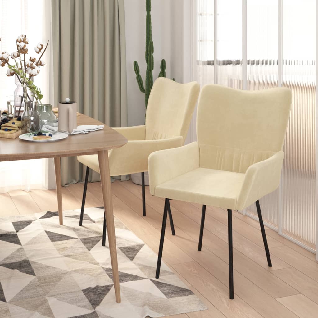 Cadeiras de jantar 2 pcs veludo cor creme