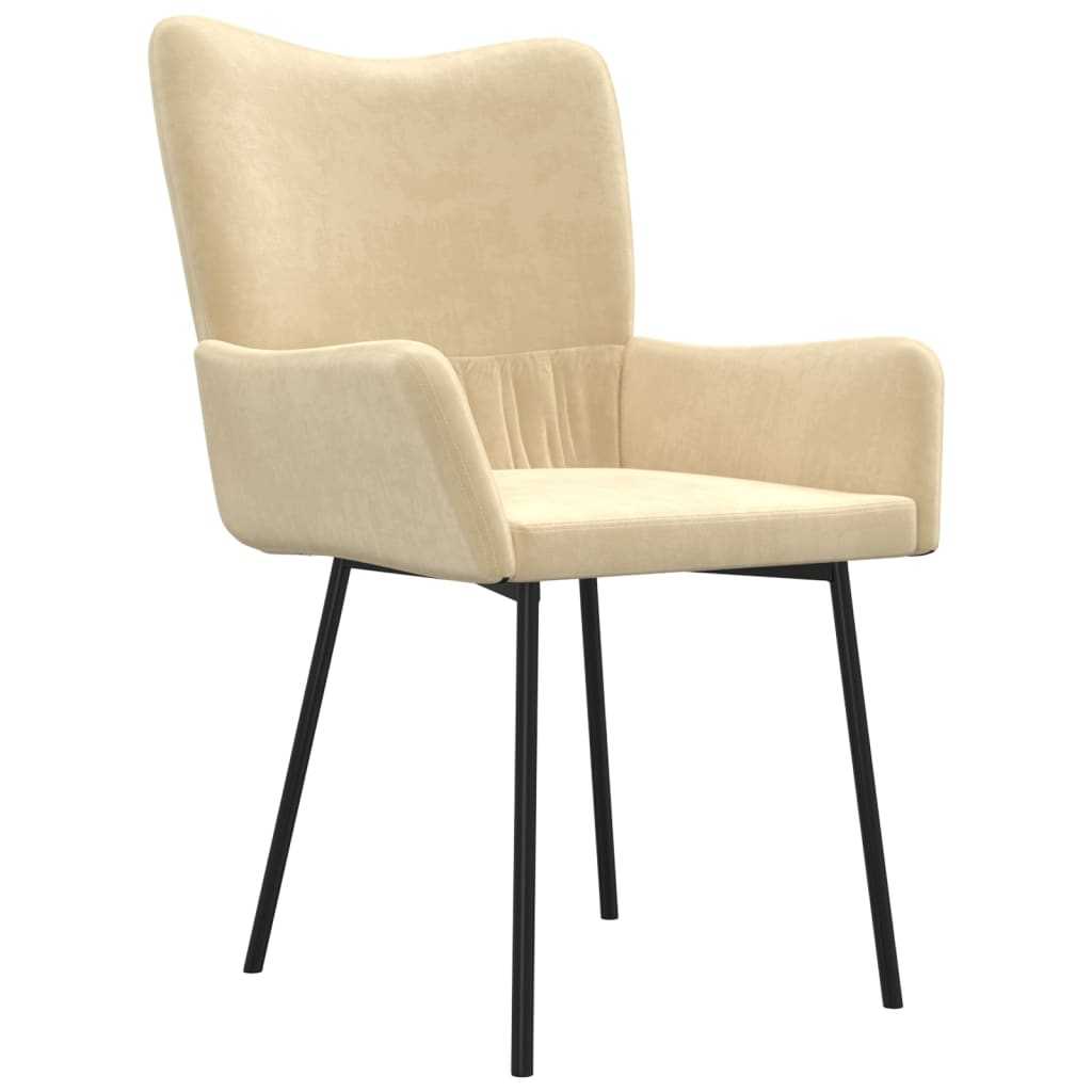 Cadeiras de jantar 2 pcs veludo cor creme