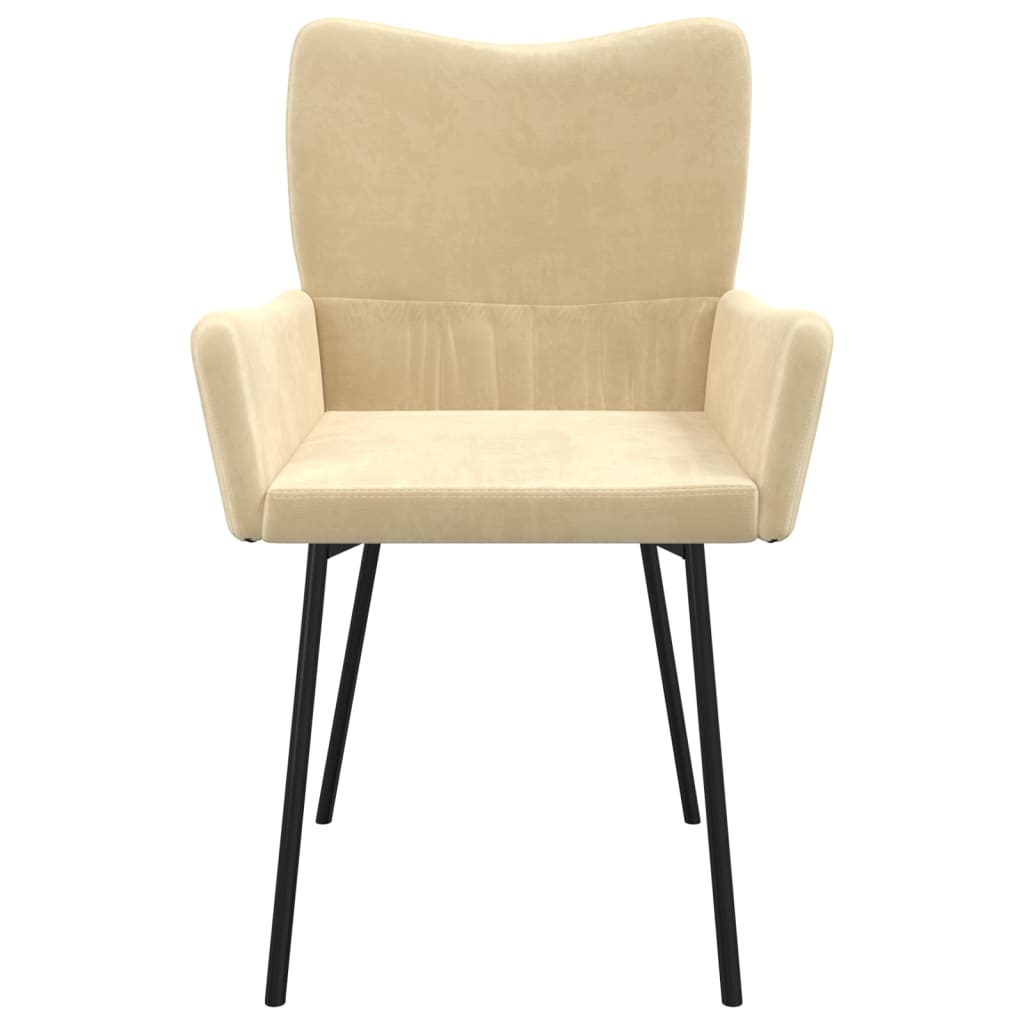 Cadeiras de jantar 2 pcs veludo cor creme
