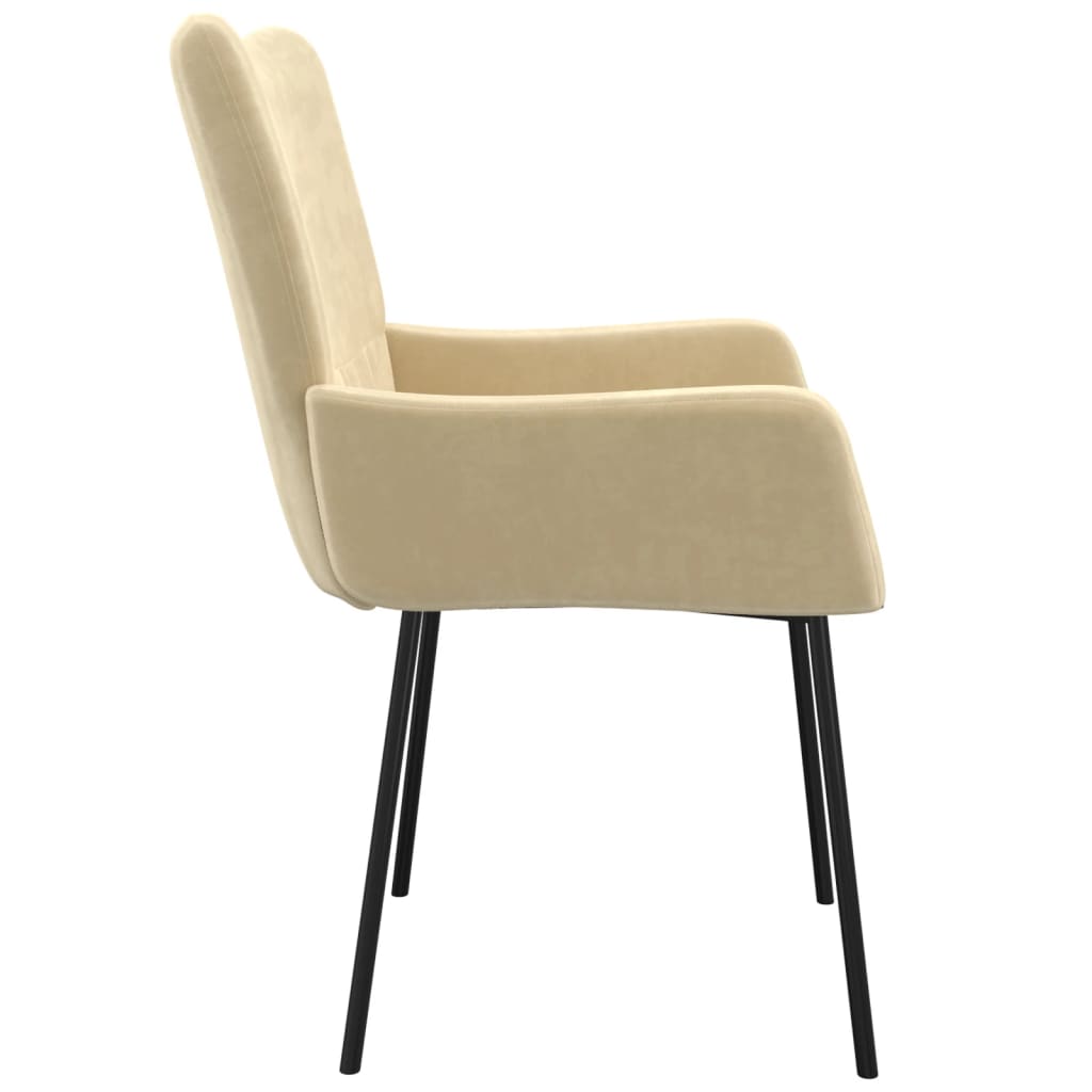 Cadeiras de jantar 2 pcs veludo cor creme