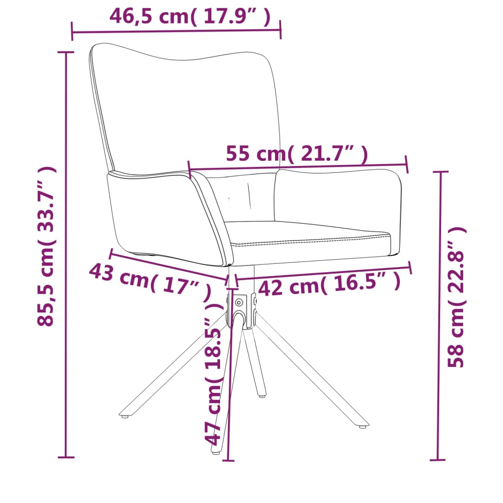 Cadeiras de jantar giratórias 2 pcs veludo cinzento-escuro