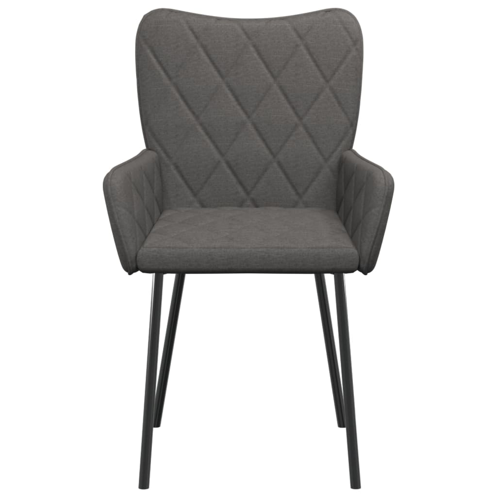 Cadeiras de jantar 2 pcs tecido cinzento-escuro