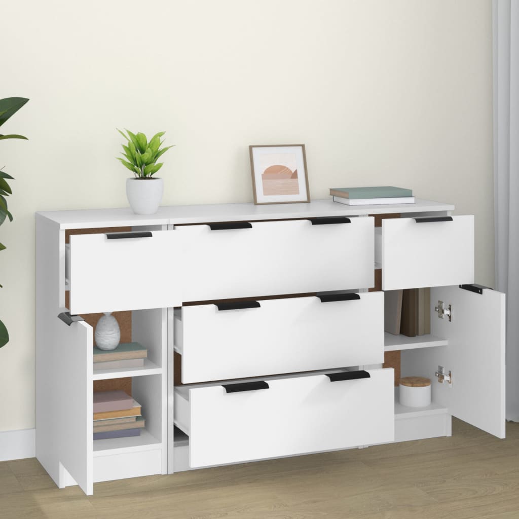 3 pcs conjunto de aparadores madeira processada branco