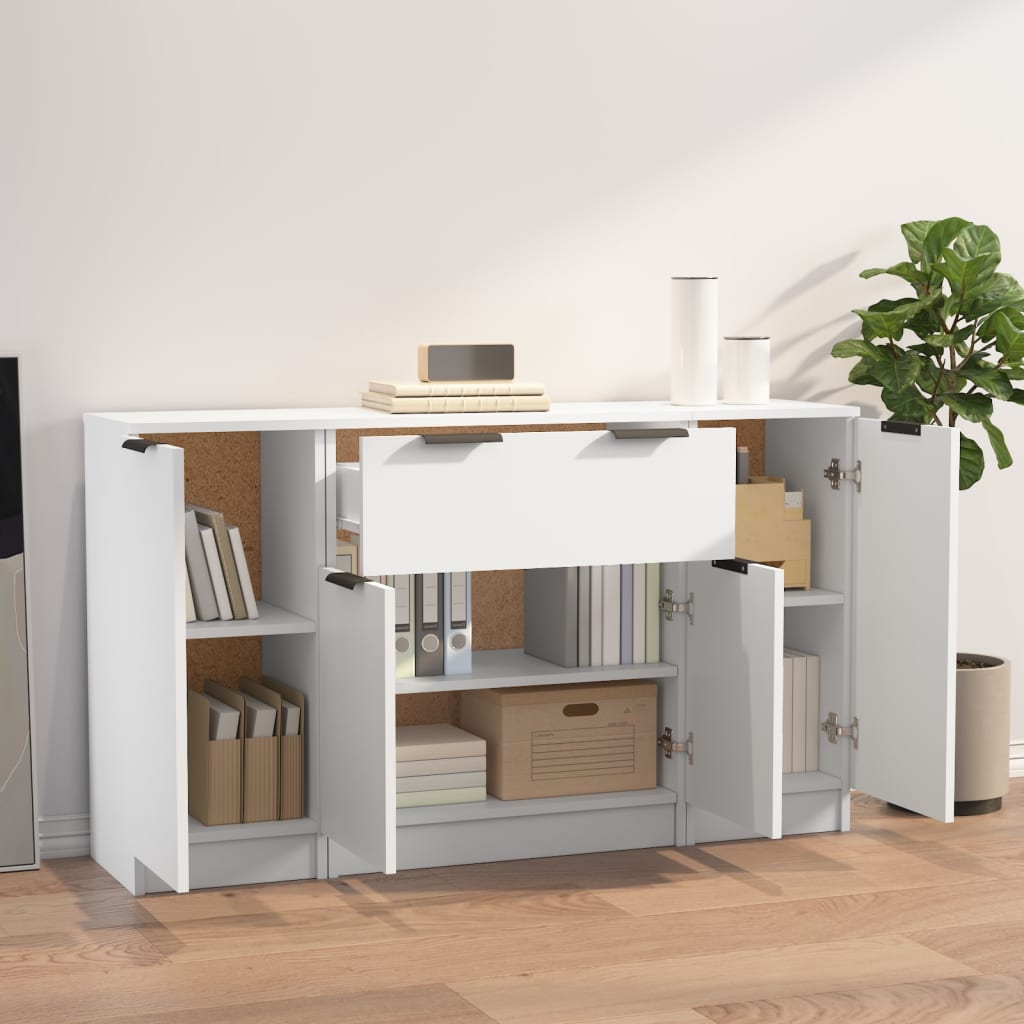 Aparadores 3 pcs madeira processada branco