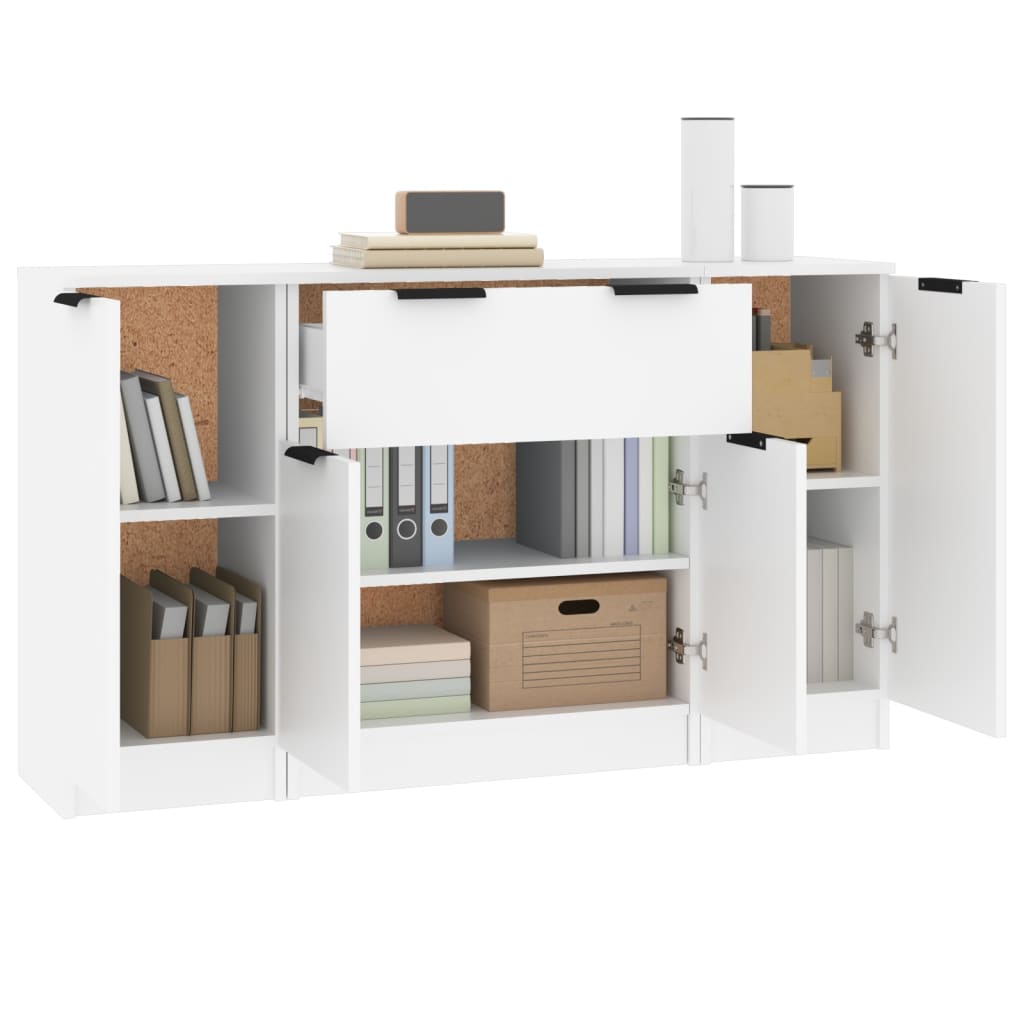 Aparadores 3 pcs madeira processada branco