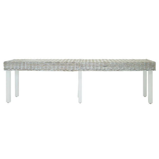 Banco 160x35x45 cm vime kubu natural/mogno maciça branco