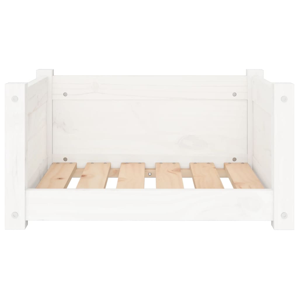 Cama para cães branca 55,5x45,5x28 cm madeira de pinho maciça