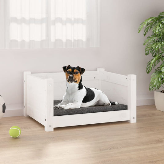 Cama para cães branca 55,5x45,5x28 cm madeira de pinho maciça