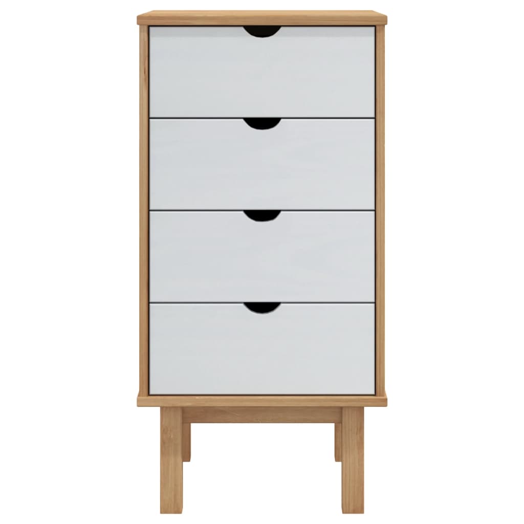 Armário gavetas OTTA 45x39x90 cm pinho maciço castanho/branco