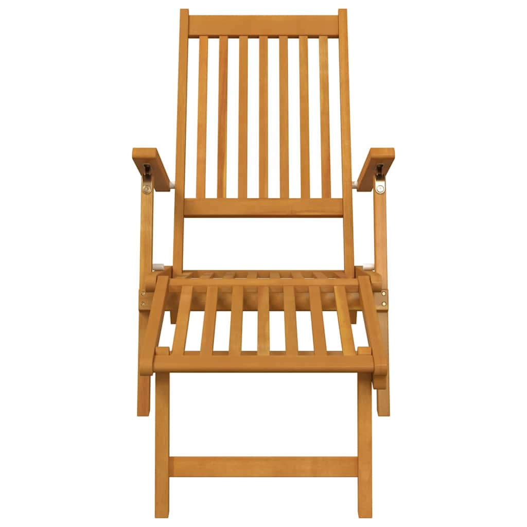 Espreguiçadeiras exterior c/ apoio pés/mesa 2 pcs acácia maciça
