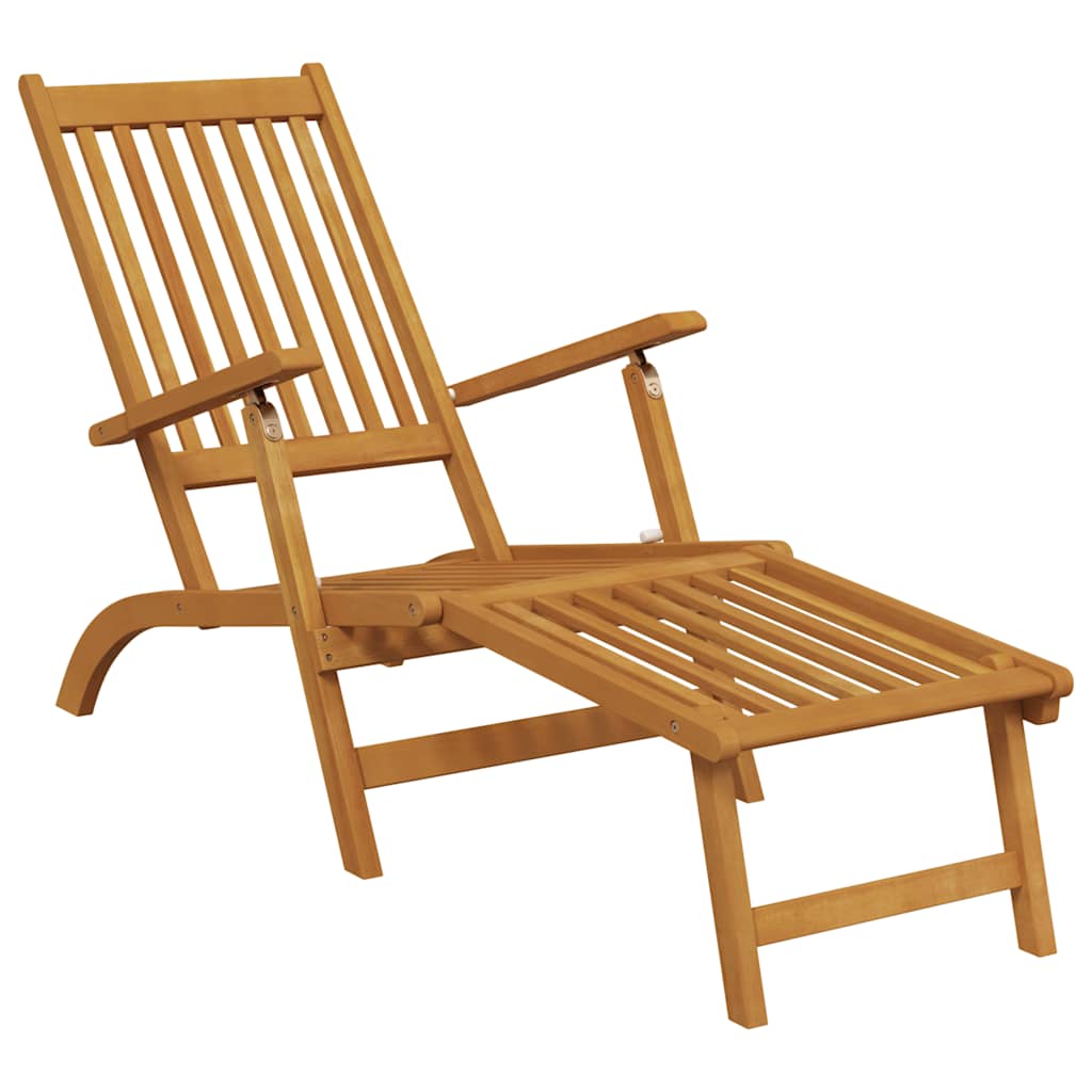 Espreguiçadeiras exterior c/ apoio pés/mesa 2 pcs acácia maciça