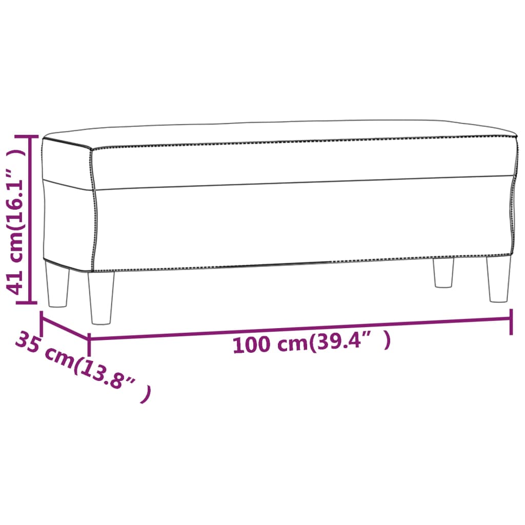 Banco 100x35x41 cm veludo azul
