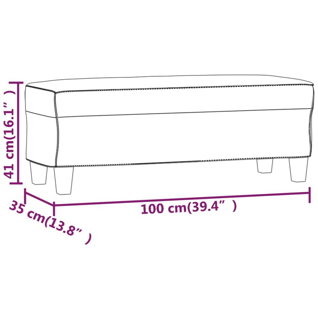 Banco 100x35x41 cm tecido cinza-claro