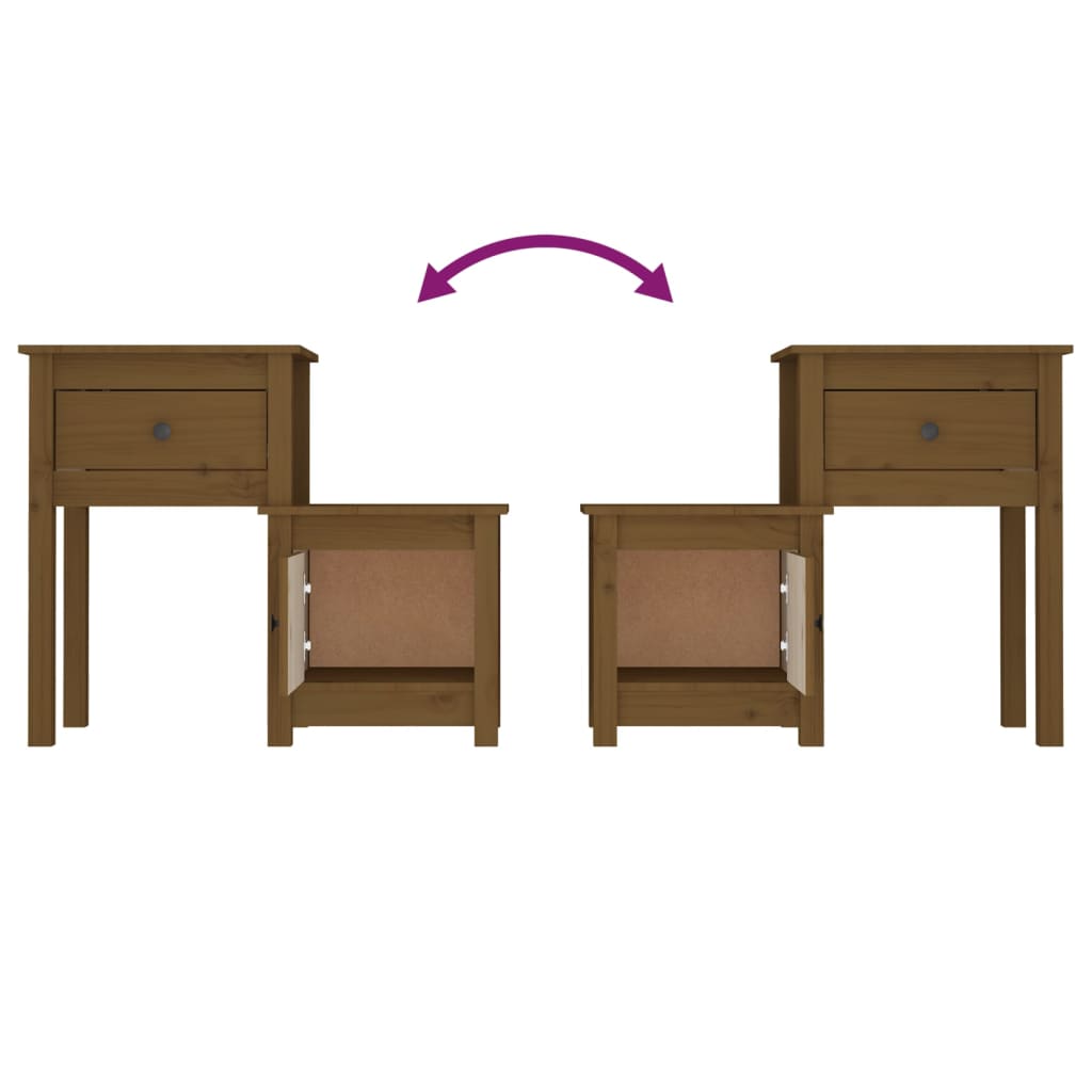 Mesas de cabeceira 2 pcs 79,5x38x65,5 cm pinho castanho mel