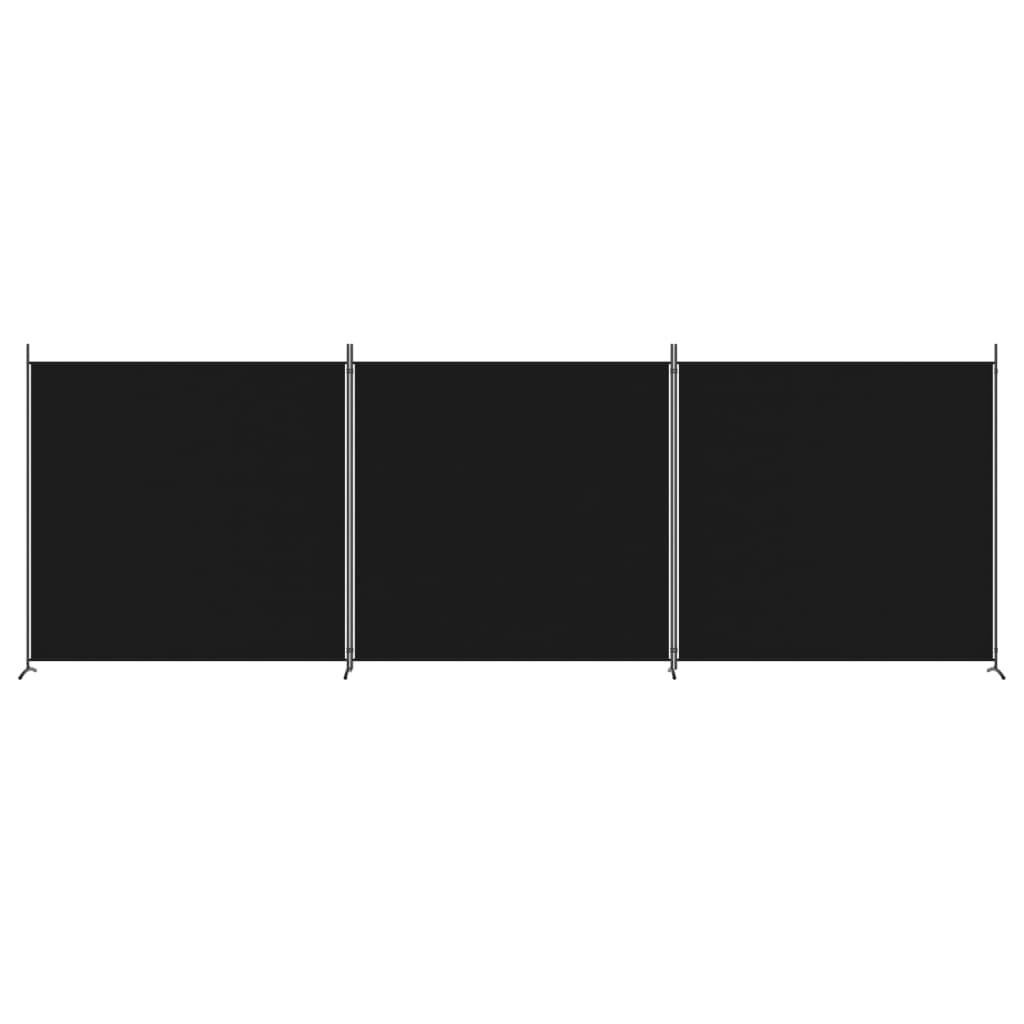Divisória de quarto com 3 painéis 525 x 180 cm tecido preto