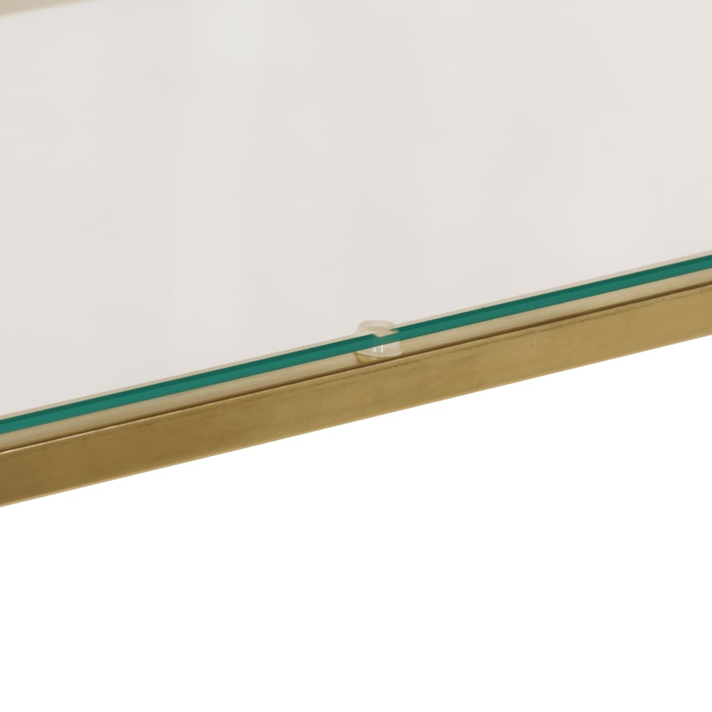 Mesa consola aço inoxidável e vidro temperado dourado