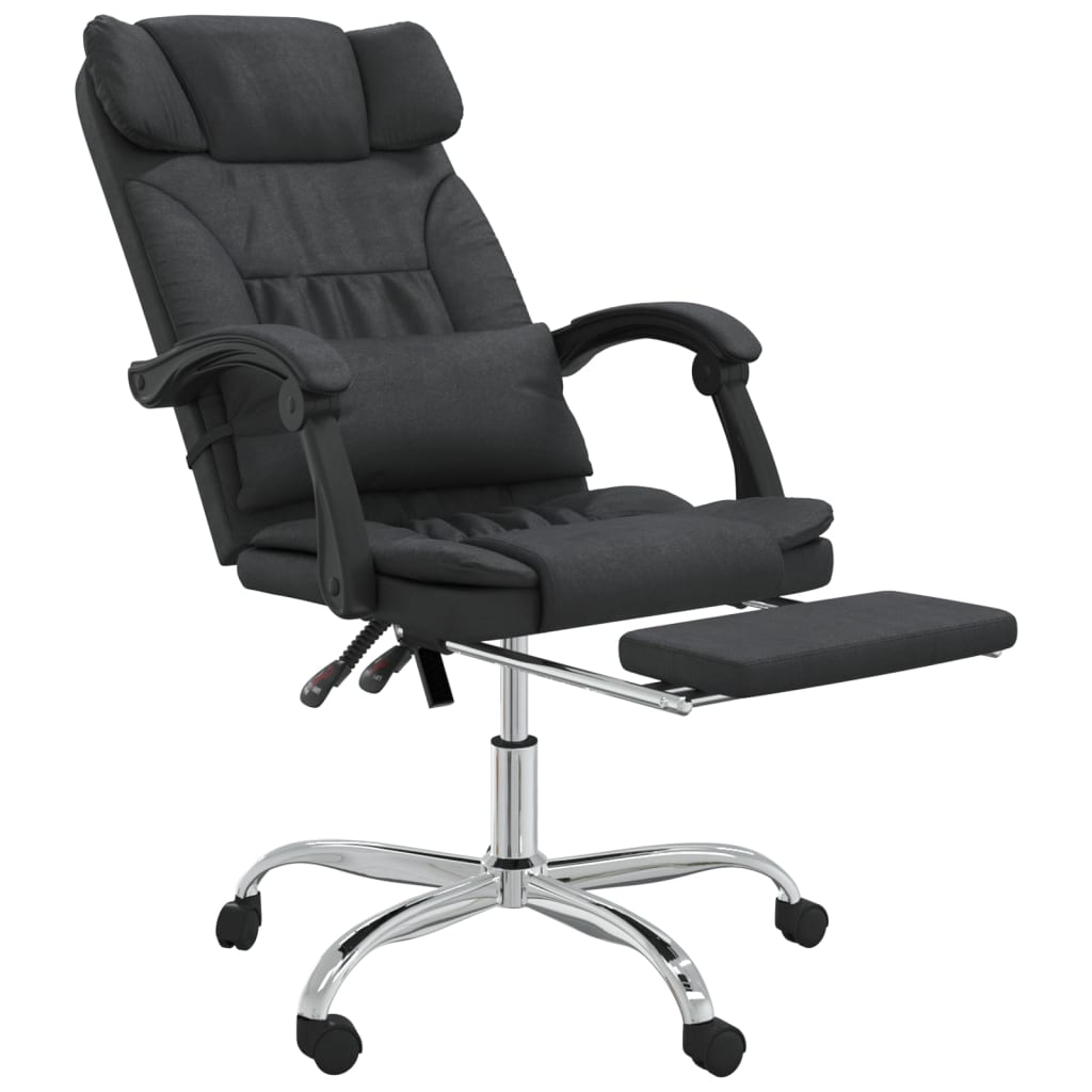 Cadeira escritório massagens reclinável couro artificial preto