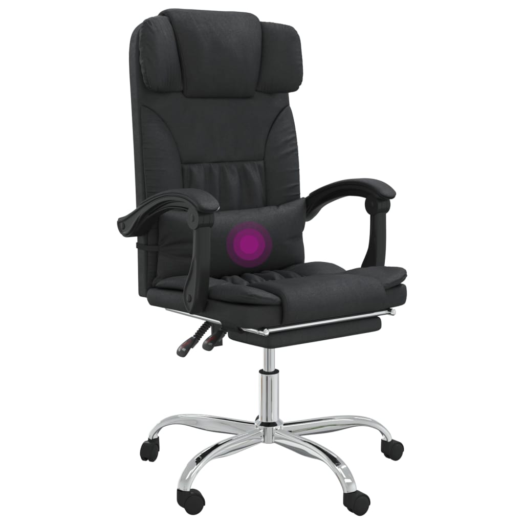 Cadeira escritório massagens reclinável couro artificial preto