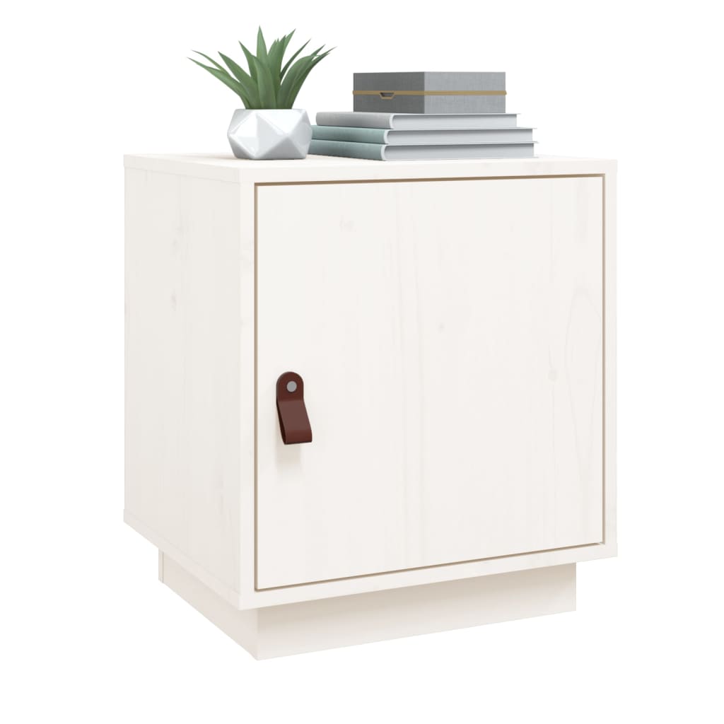 Mesa de cabeceira 40x34x45 cm madeira de pinho maciça branco