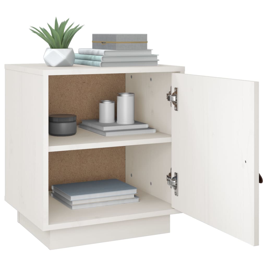 Mesa de cabeceira 40x34x45 cm madeira de pinho maciça branco