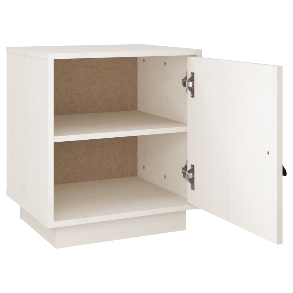 Mesa de cabeceira 40x34x45 cm madeira de pinho maciça branco