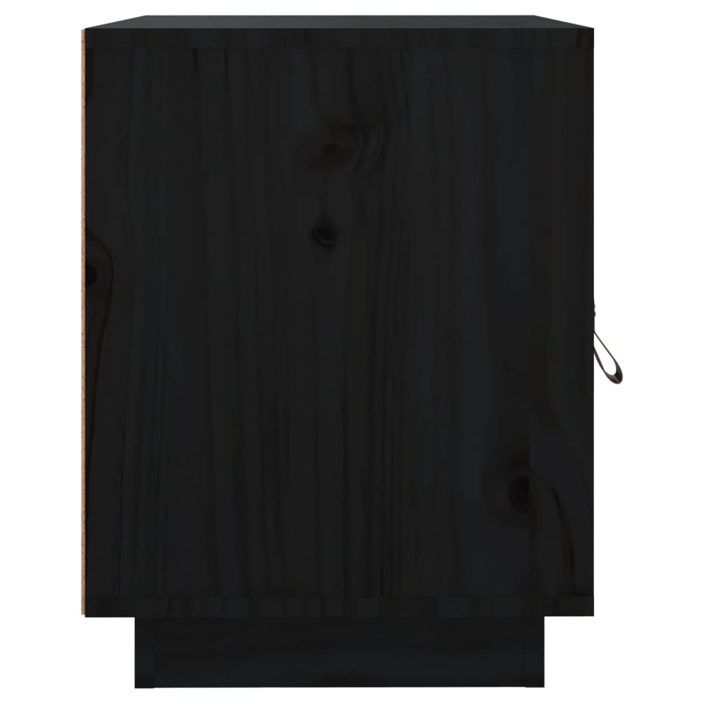 Mesas de cabeceira 2 pcs 40x34x45cm madeira pinho maciça preto
