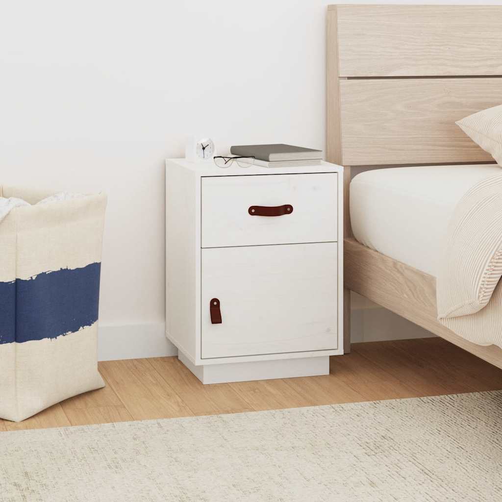Mesa de cabeceira 40x34x55 cm madeira de pinho maciça branco