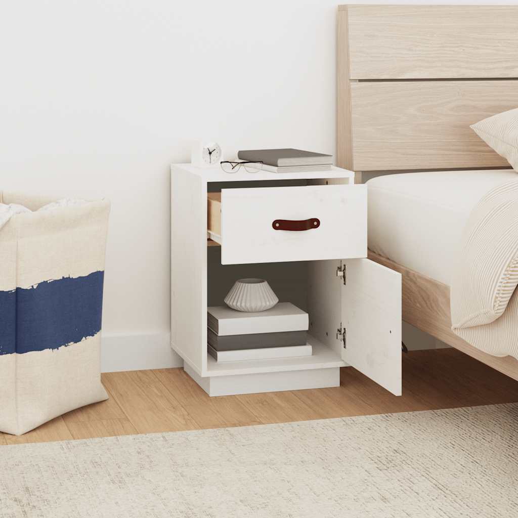 Mesas de cabeceira 2 pcs 40x34x55 cm pinho maciço branco