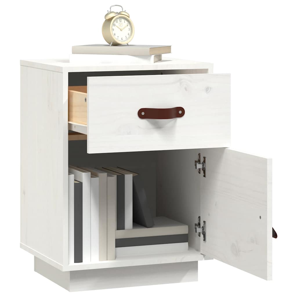 Mesas de cabeceira 2 pcs 40x34x55 cm pinho maciço branco